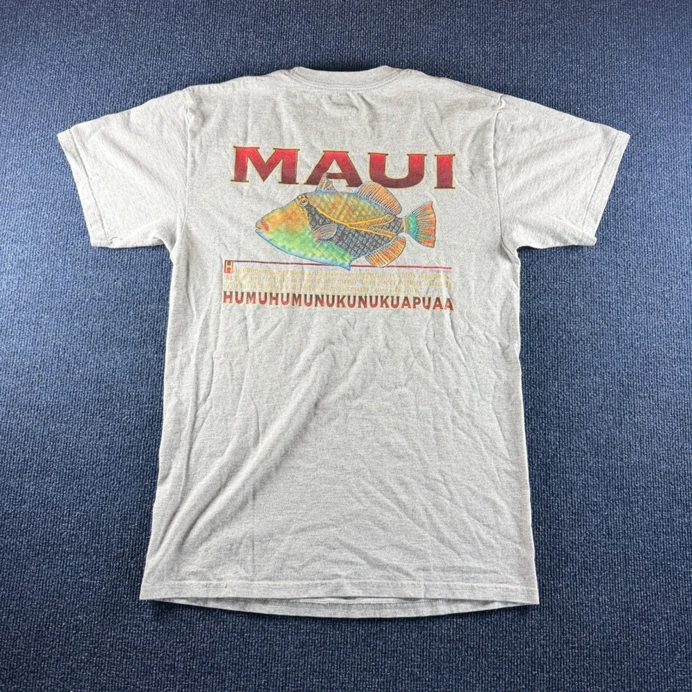 Hanes Maui Humuhumunukunukuapuaa Fish Graphic T-Shirt Gray Small - Picture 5 of 5